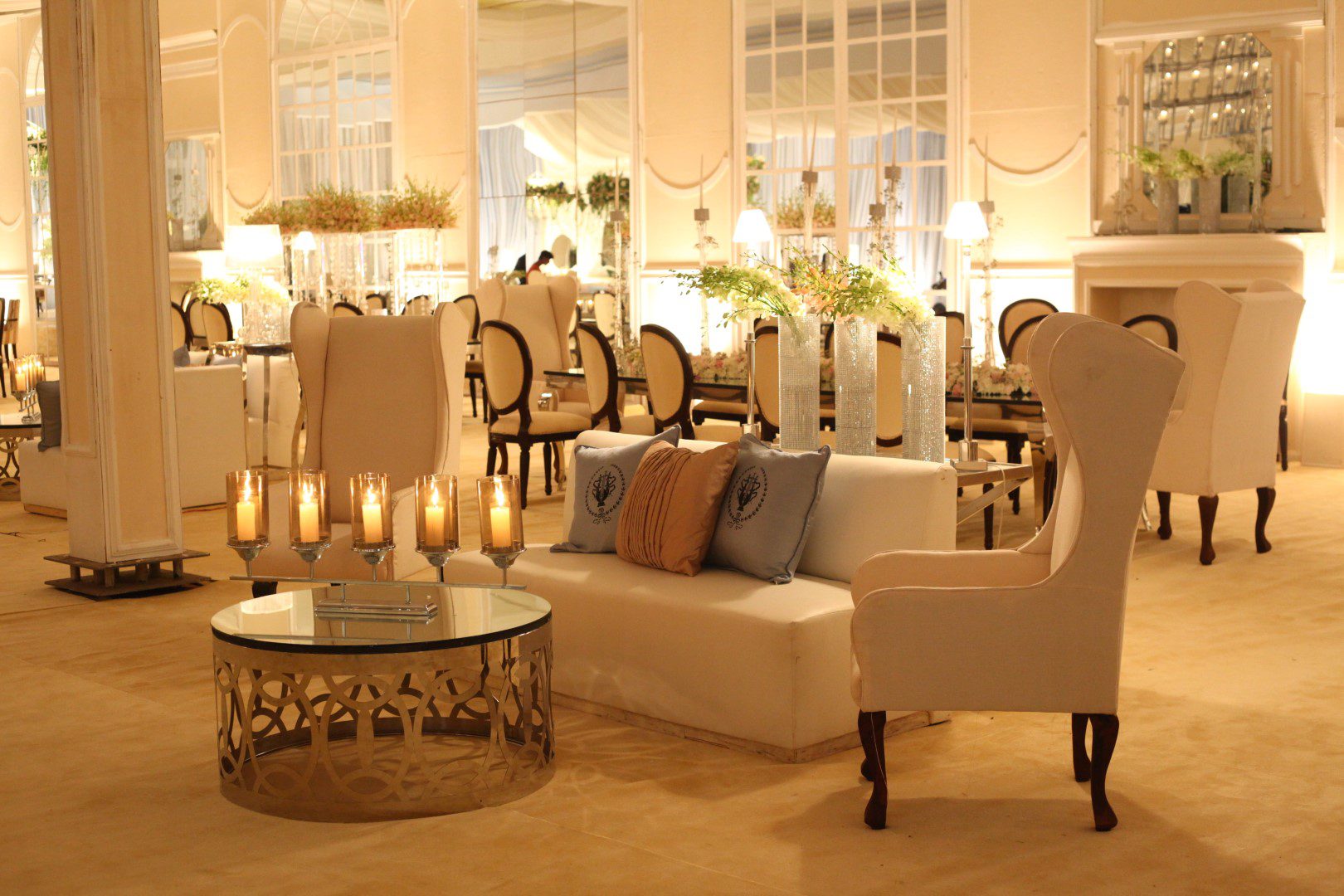 Banquet hall at Faletti's set for a celebration